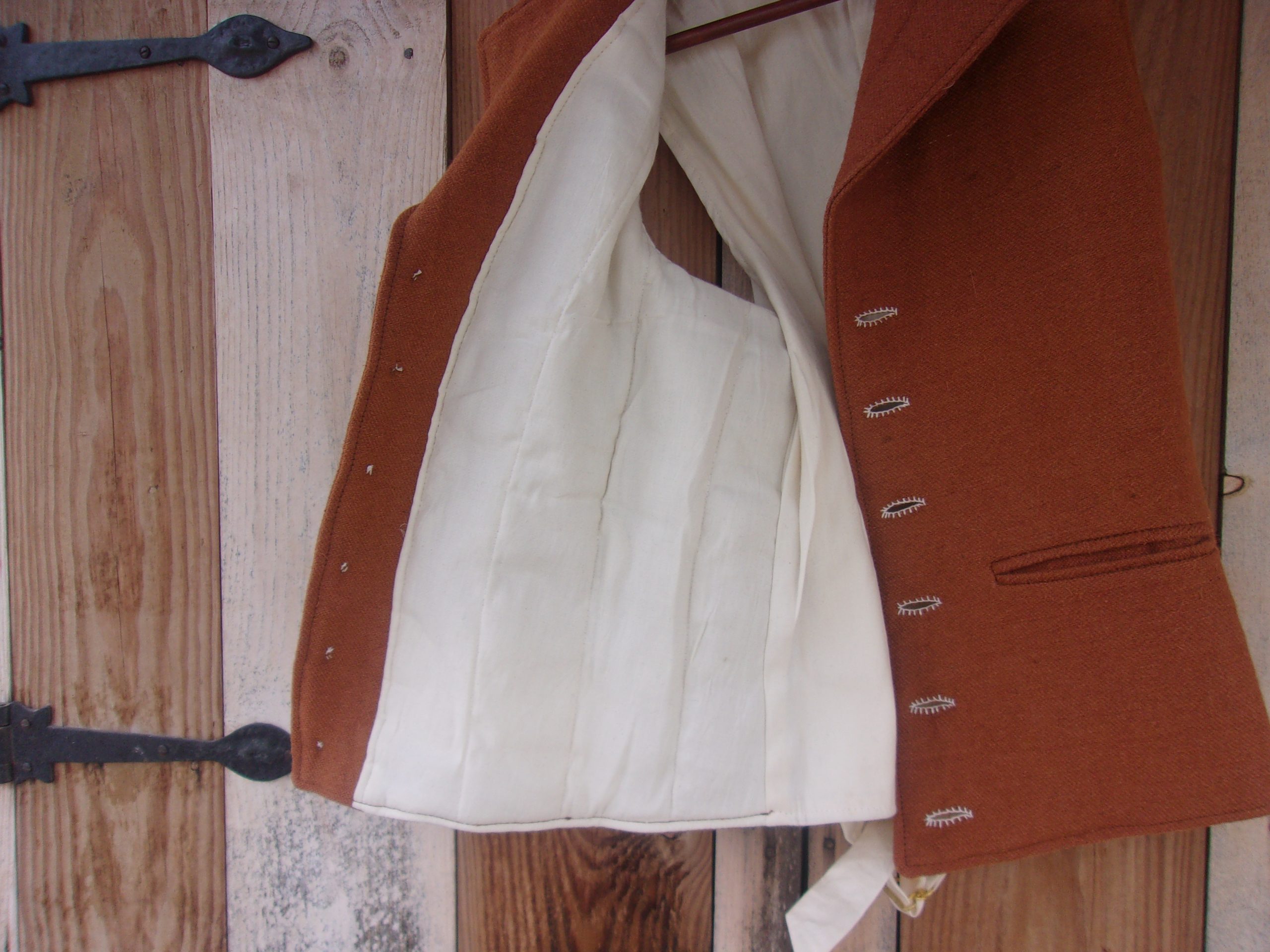 Notched Collar Vest, Rust/Butternut Jean Wool - Image 2