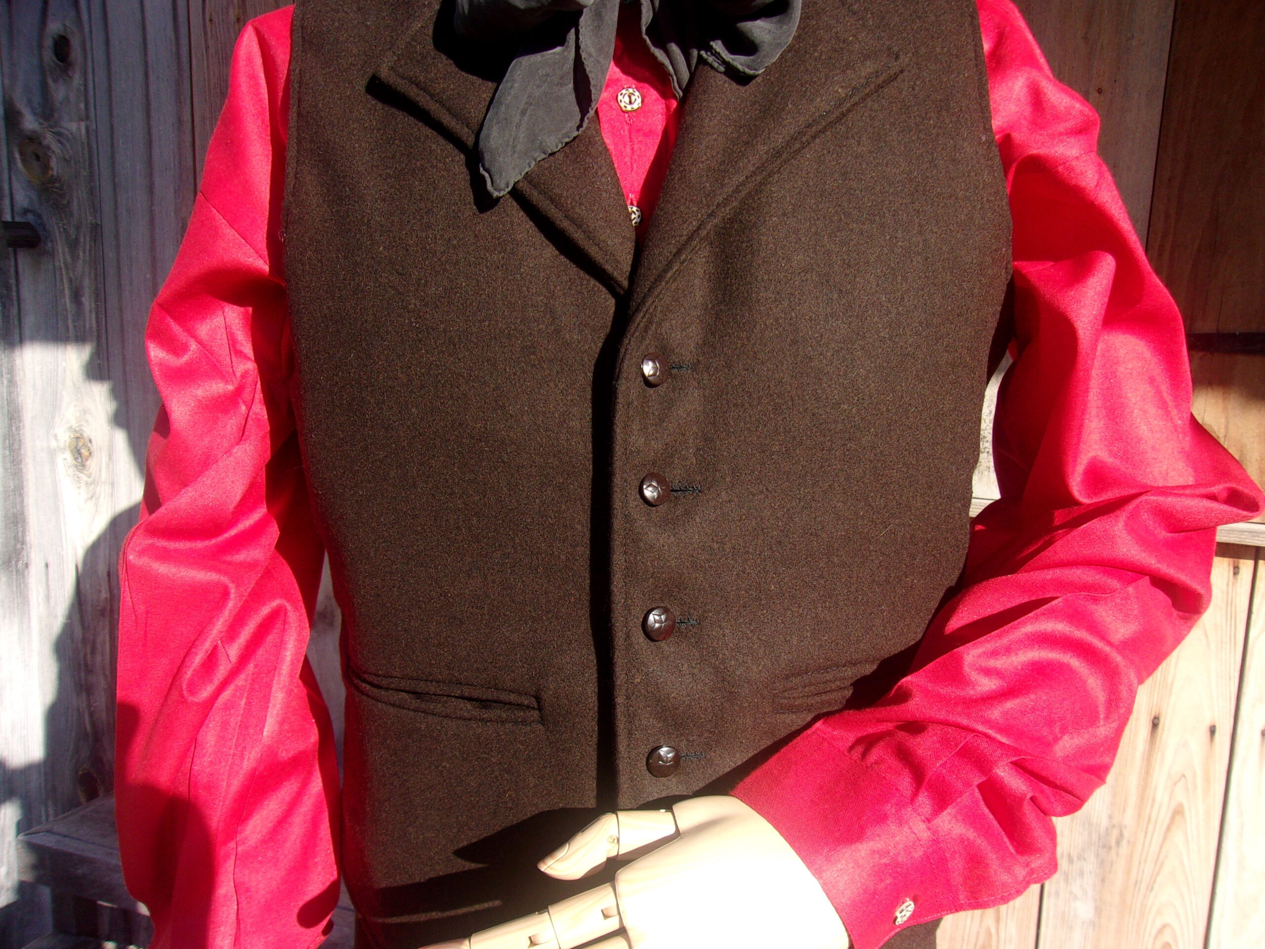 Notched Collar Vest, Dark Brown Wool - Image 5