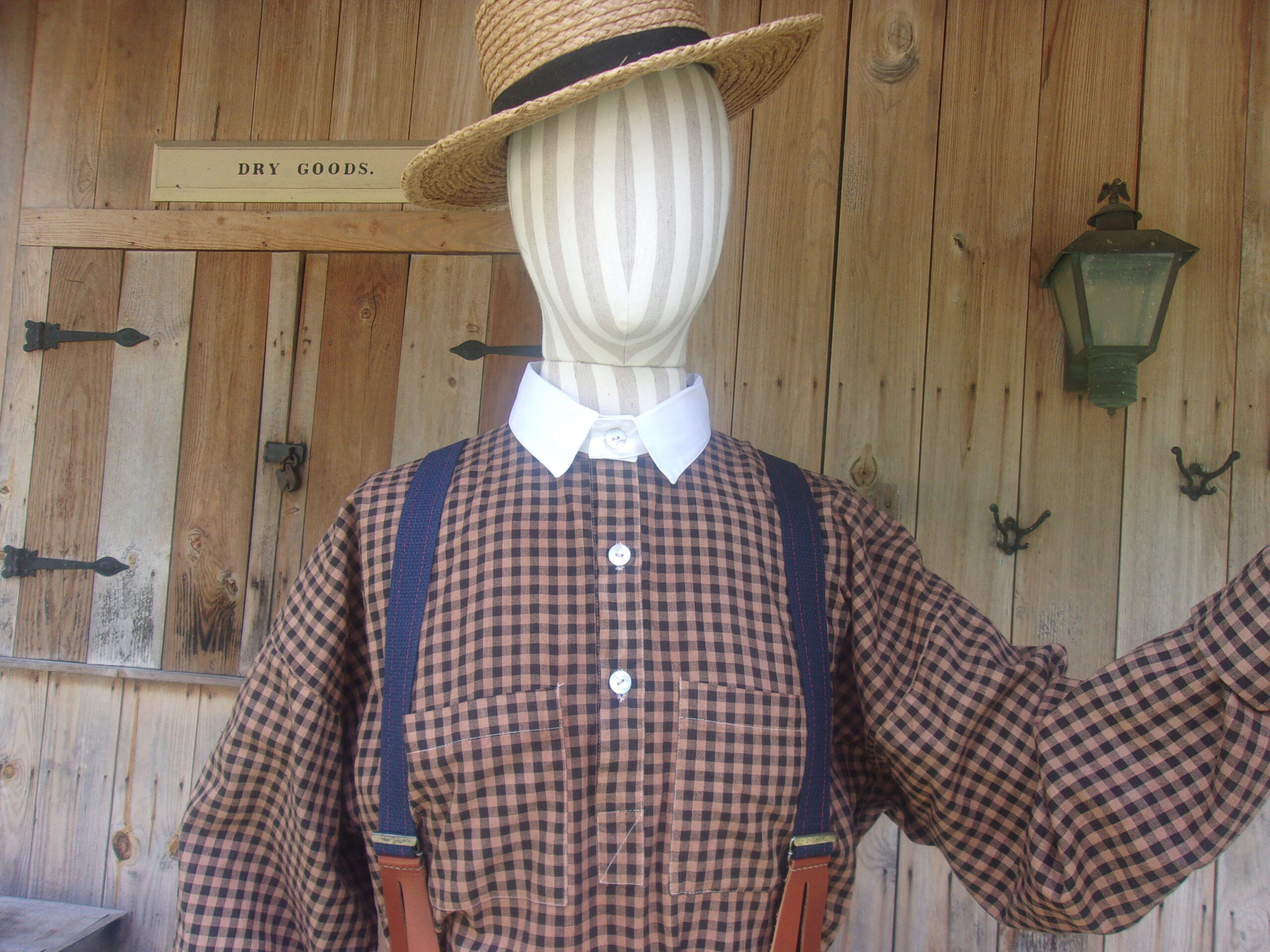 Woven Checked Cotton Shirt w/Detachable Collar - Image 7