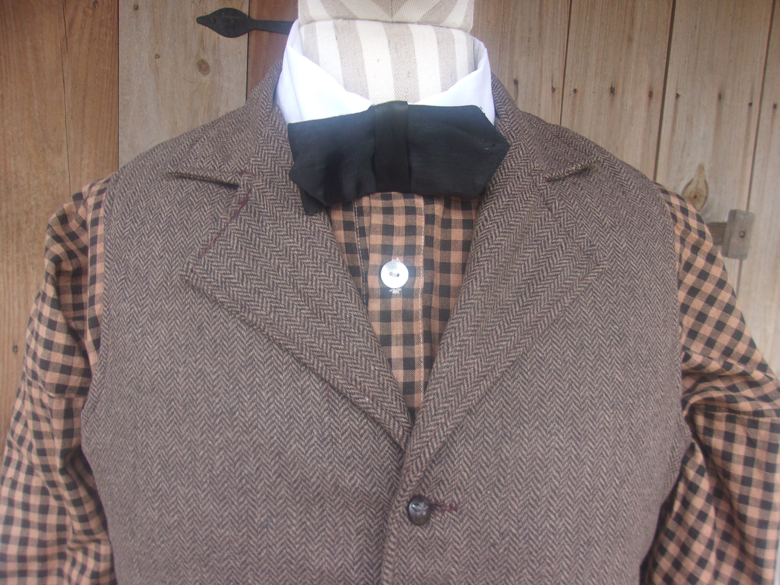 Woven Checked Cotton Shirt w/Detachable Collar - Image 4