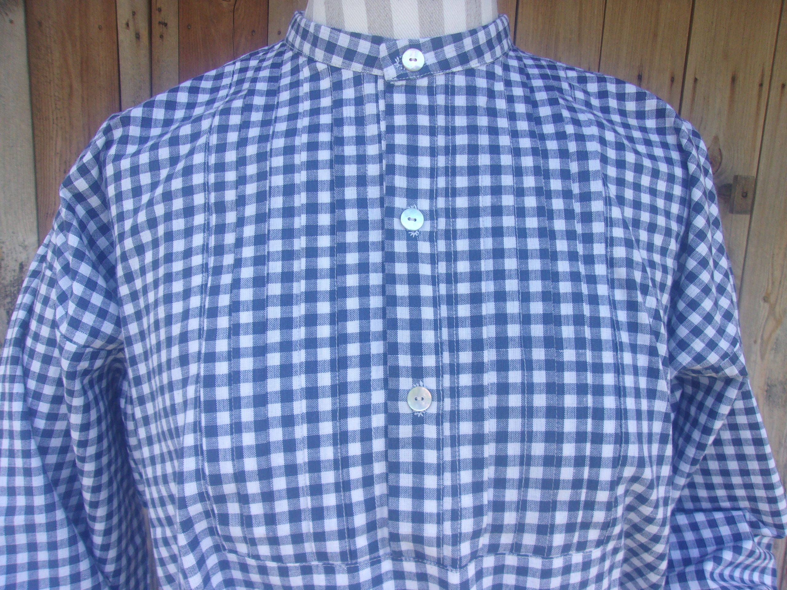 Checked Pleated Shirt w/Detachable Collar - Image 3