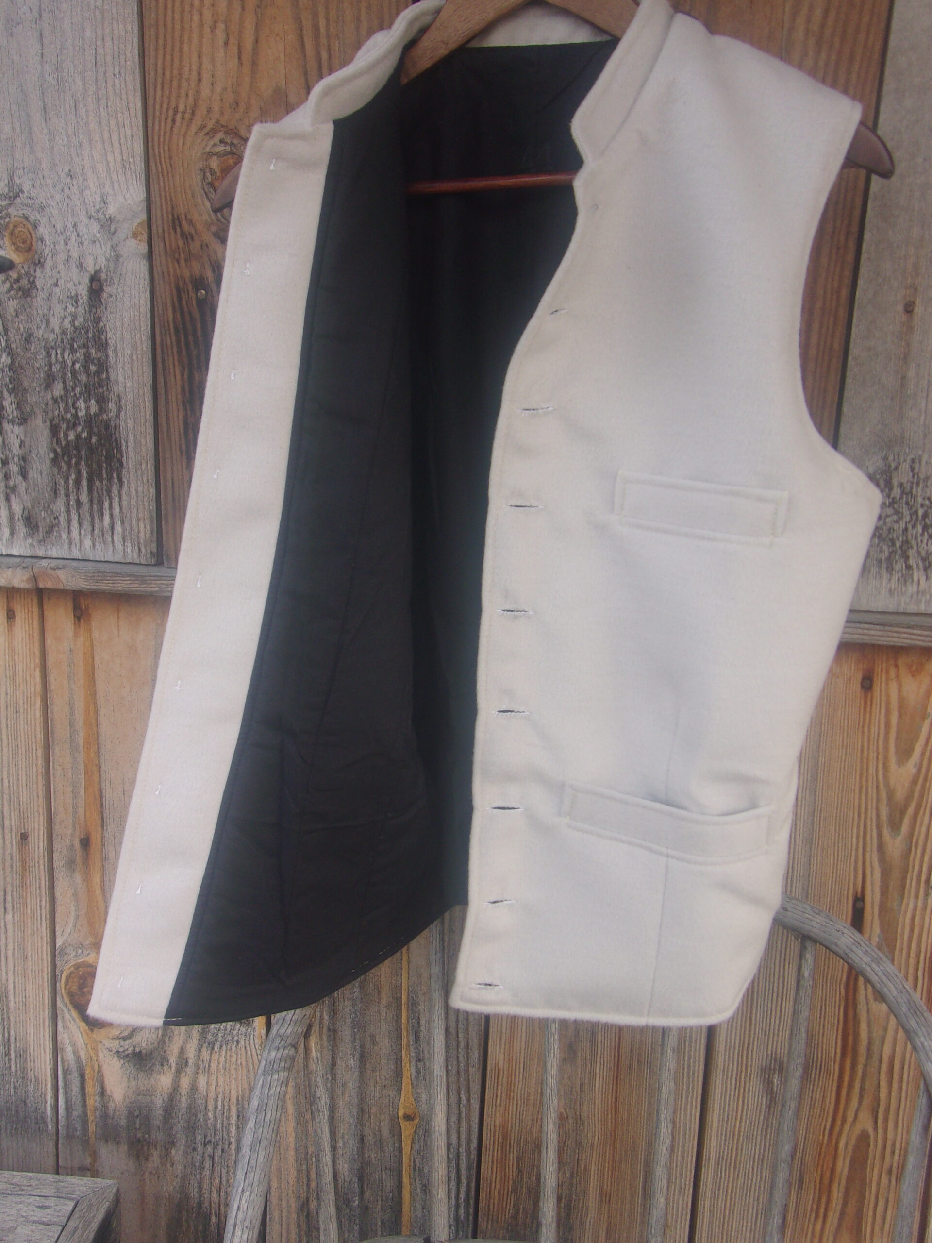 Military Pattern Vest, White Wool - Image 3