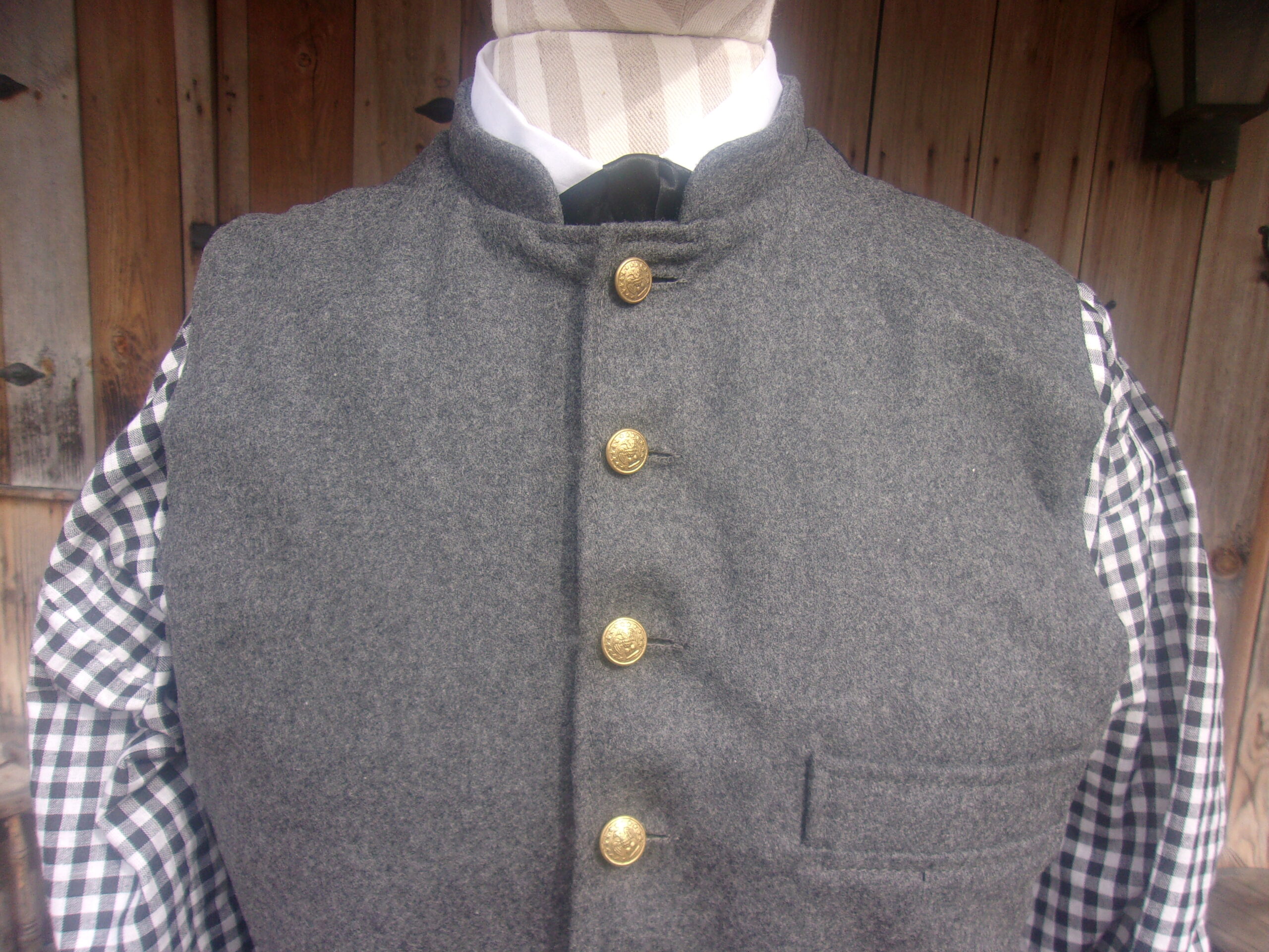 Military Pattern Vest, Gray Wool - Image 3
