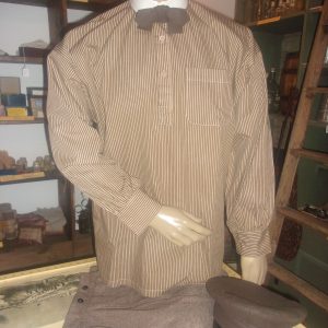 Striped Shirt with Detachable Collar