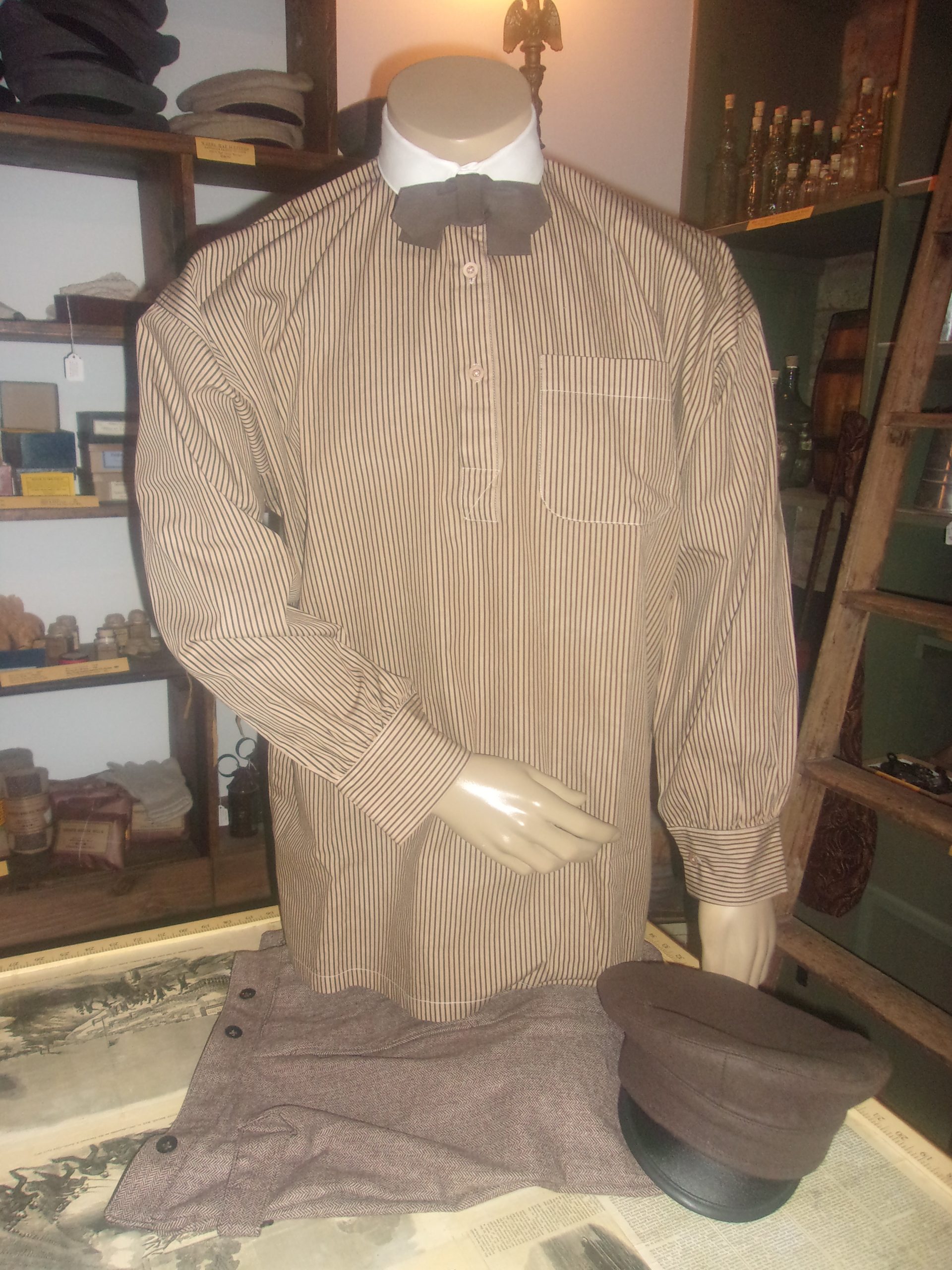Striped Shirt with Detachable Collar
